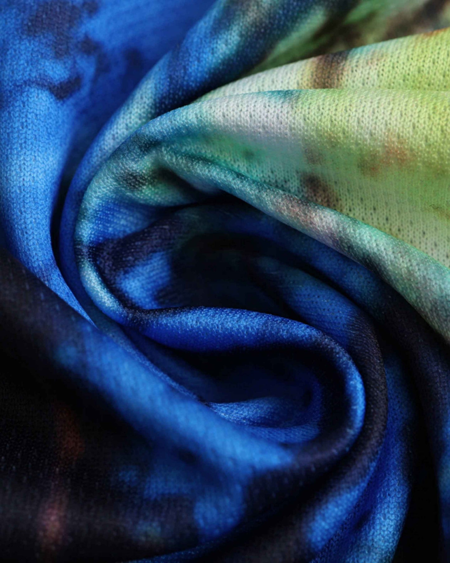 Close-up of the blue and green Starry Night print on the Ajax x Van Gogh kit