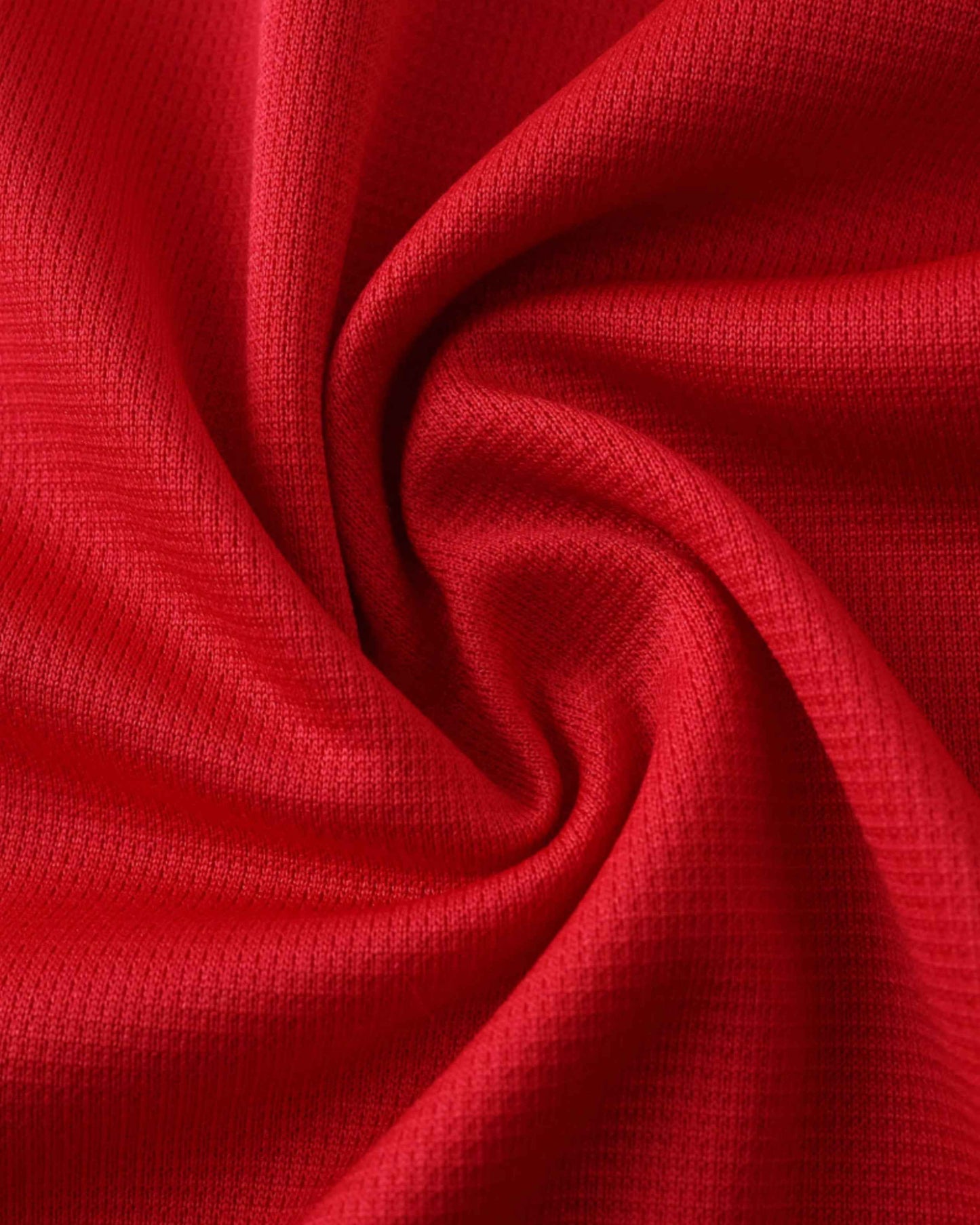 Red and white football jersey with a textured fabric.