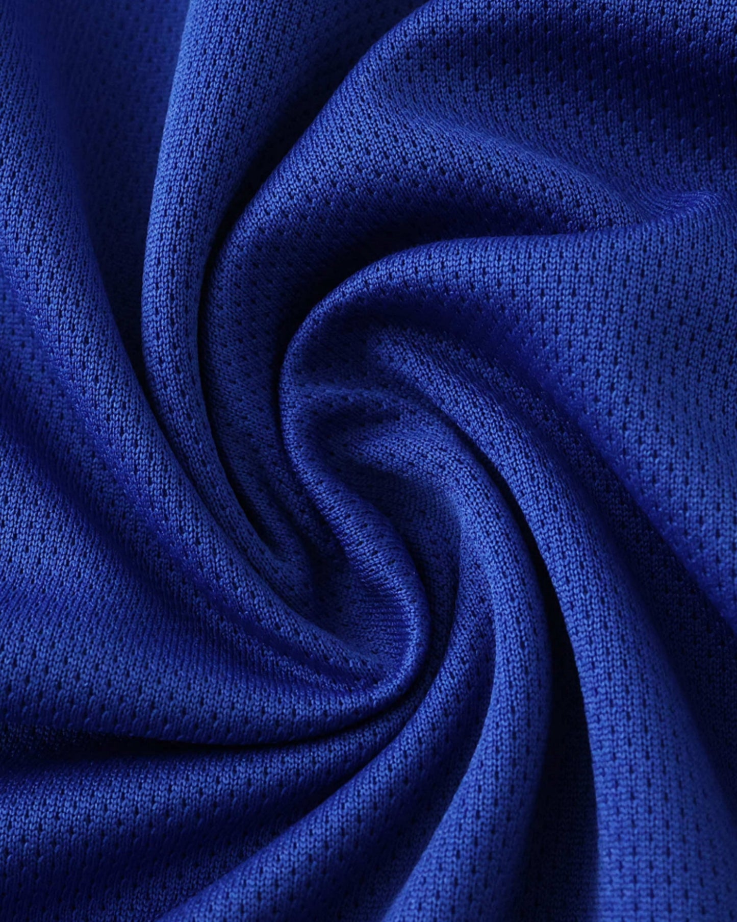 Textured knit fabric detail of royal blue Brazil retro away football jersey 2022/23
