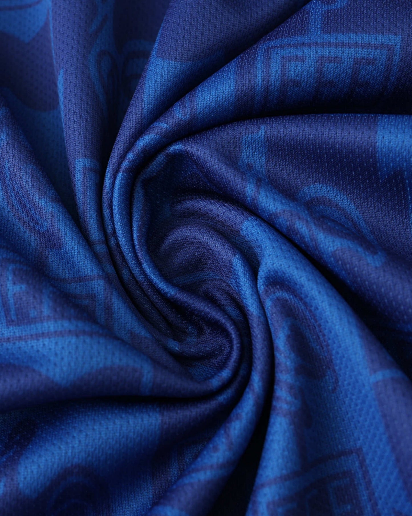 France 1996/97 retro home football jersey blue textured geometric pattern fabric detail