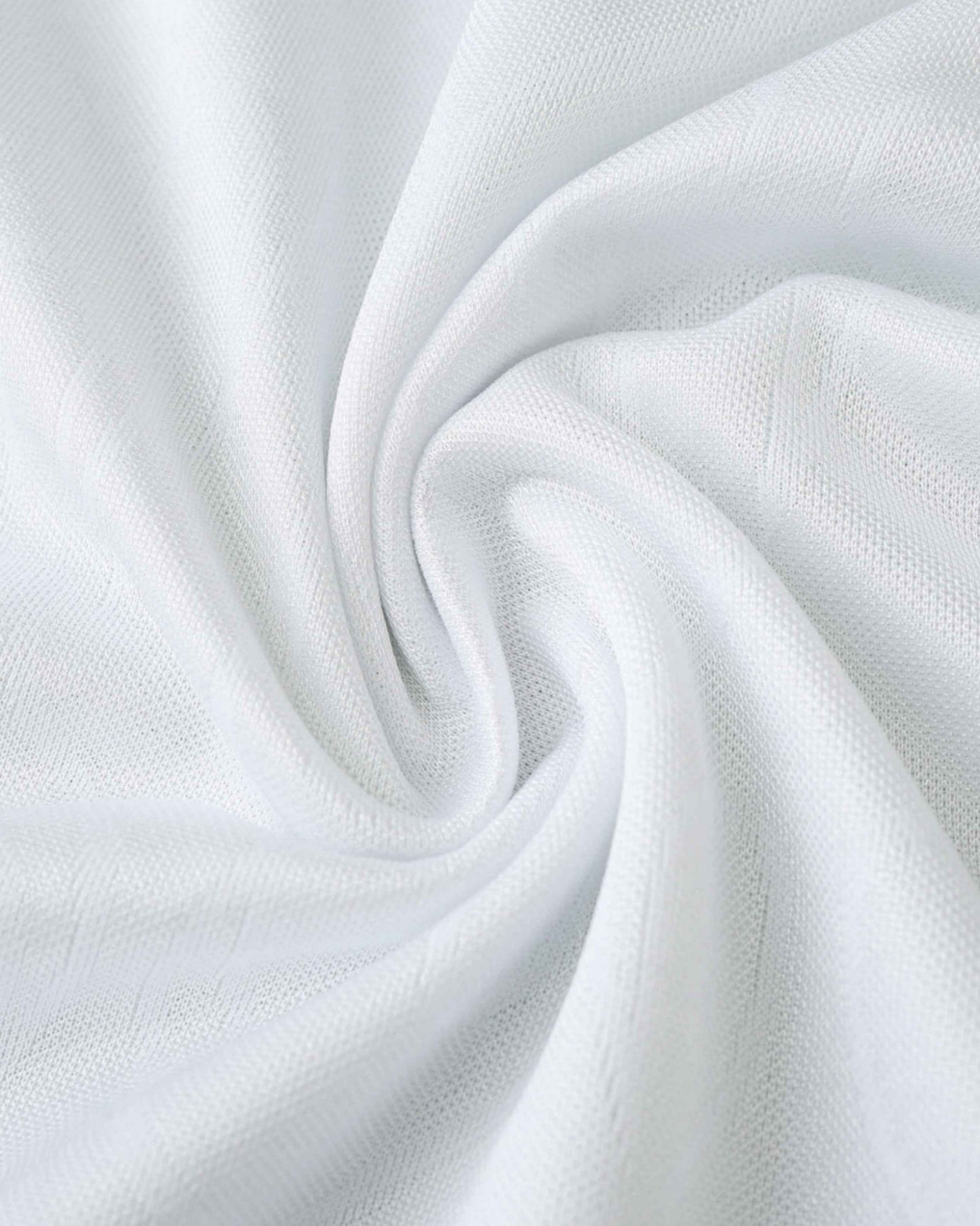 White fabric with a textured weave, folded into soft pleats.