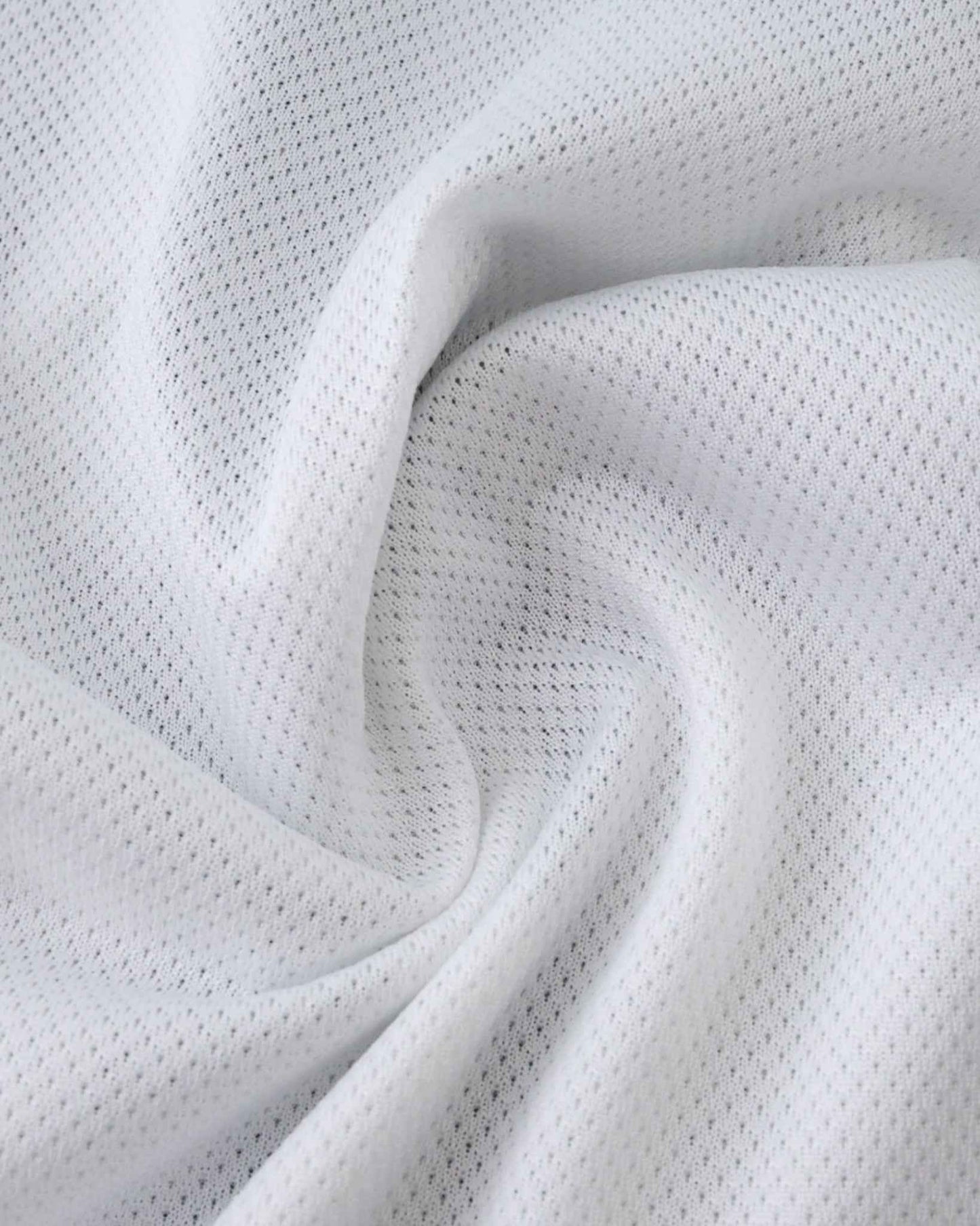 White mesh fabric with a subtle diamond pattern, draped in soft folds.