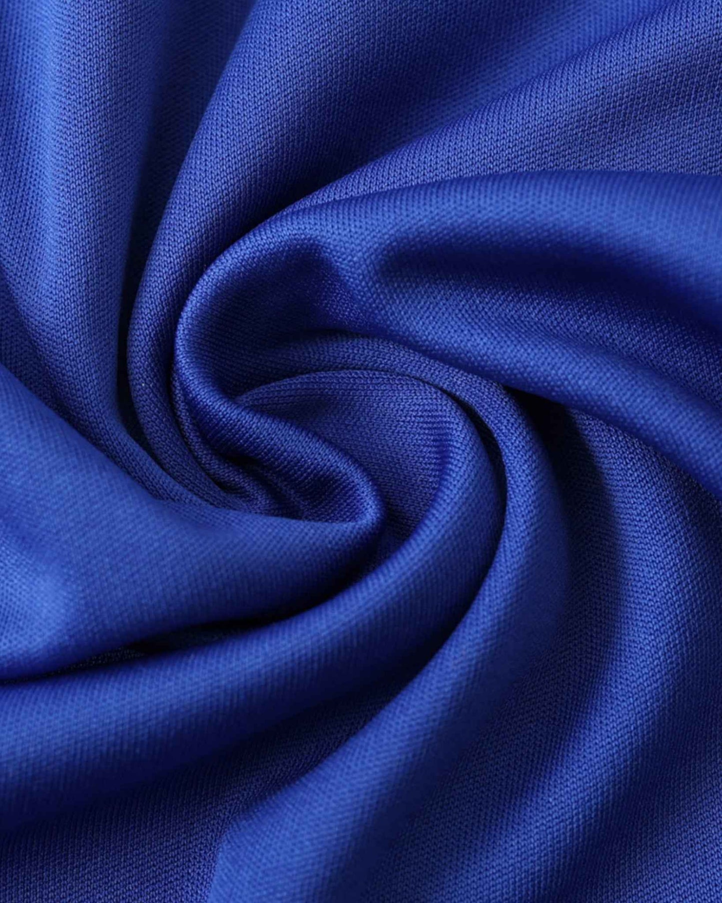 Blue fabric with a swirling texture.