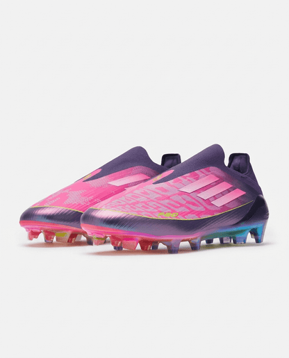 adidas F50 Elite Laceless Lamine Yamal football boots 2025 rear heel view in Unity Purple