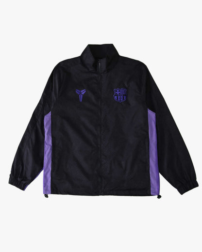 Footxo Barcelona black and purple soccer training windbreaker jacket.
