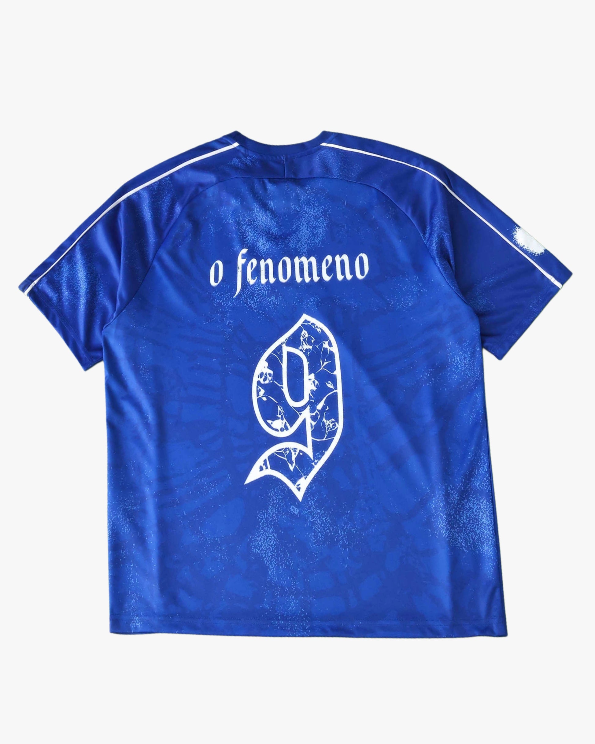 Brazil Commemorative football jersey royal blue back view showing tonal print and white piping