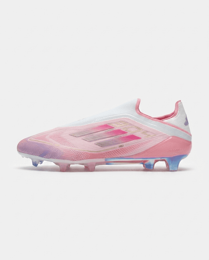 adidas F50 Elite Laceless Lamine Yamal LY304 football boots 2025 side view of pink gradient upper