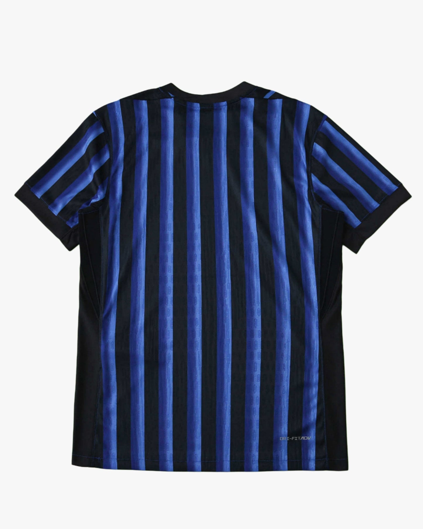Inter Milan 2025/26 home jersey with black and blue vertical stripes.