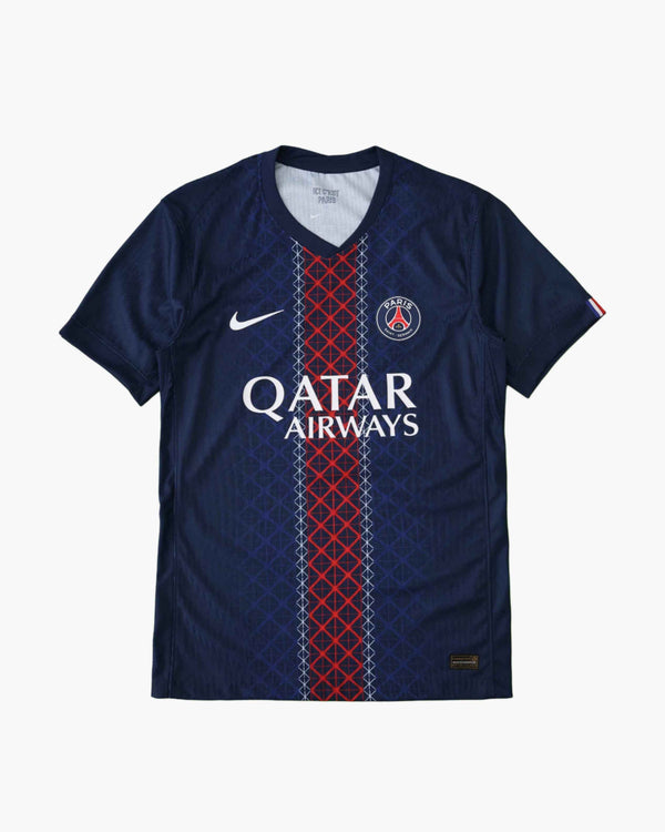 Footxo PSG Home Jersey 2025/26 with Qatar Airways logo.